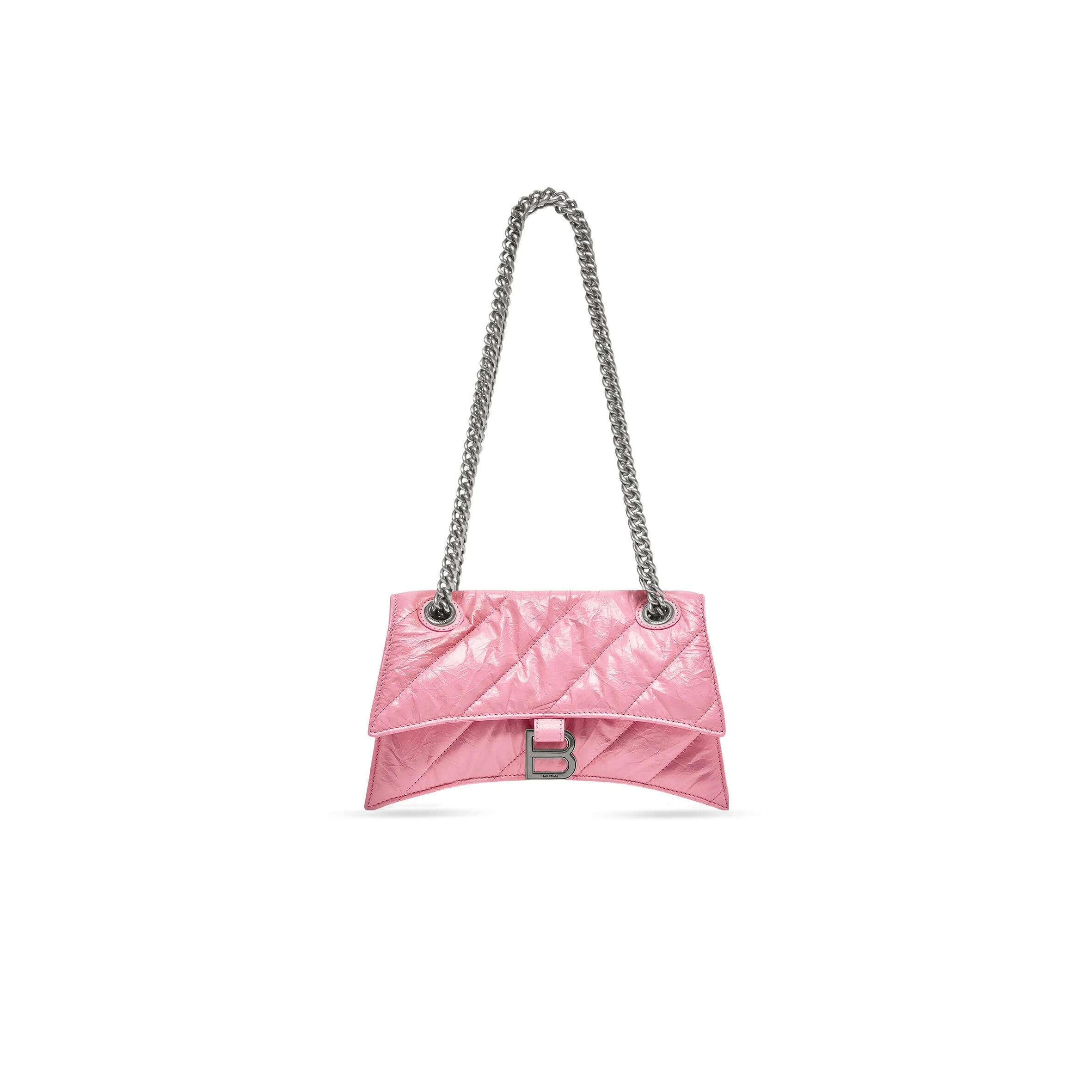 Ba1en*iaga women''s crush chain bag in small pink 716351210j05812 (24.9*15*7.9cm)